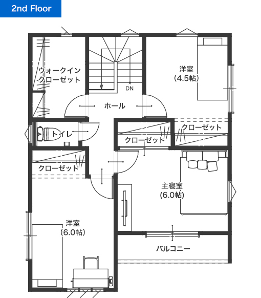熊本市東区南町A 28坪 4SLDK 建売・一戸建ての新築物件 2階間取り図