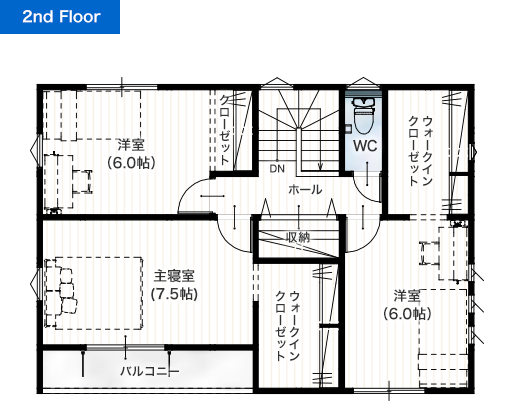 熊本市北区清水岩倉1丁目D 33坪 4LDK 建売・一戸建ての新築物件 2階間取り図