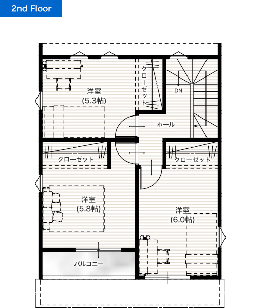 熊本市北区清水岩倉1丁目F 26坪 4LDK 建売・一戸建ての新築物件 2階間取り図
