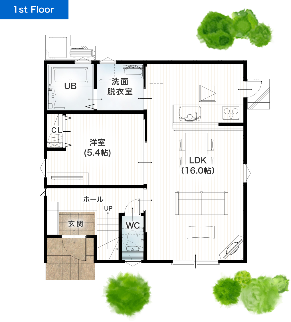熊本市北区武蔵ヶ丘8丁目B 30坪 4SLDK 建売・一戸建ての新築物件 1階間取り図
