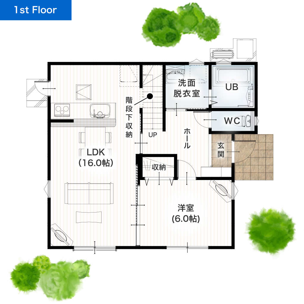 熊本市北区徳王1丁目2号地 32坪 5LDK 建売・一戸建ての新築物件 1階間取り図