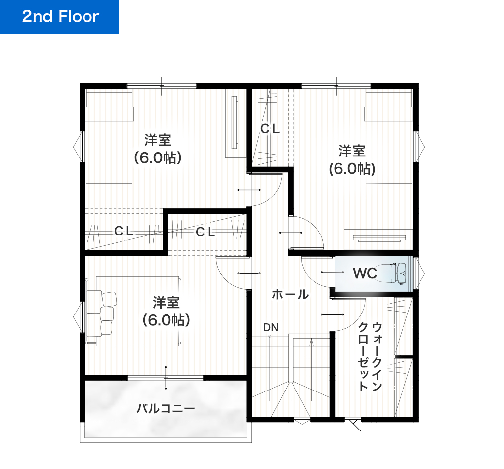 熊本市東区神園1丁目3号地 30坪 4SLDK 建売・一戸建ての新築物件 2階間取り図