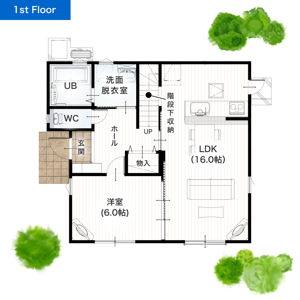 熊本市北区植木町岩野2号地 32坪 5LDK 建売・一戸建ての新築物件 1階間取り図
