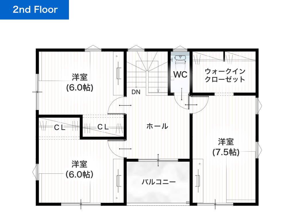 熊本市北区植木町岩野11号地 32坪 4SLDK 建売・一戸建ての新築物件 2階間取り図
