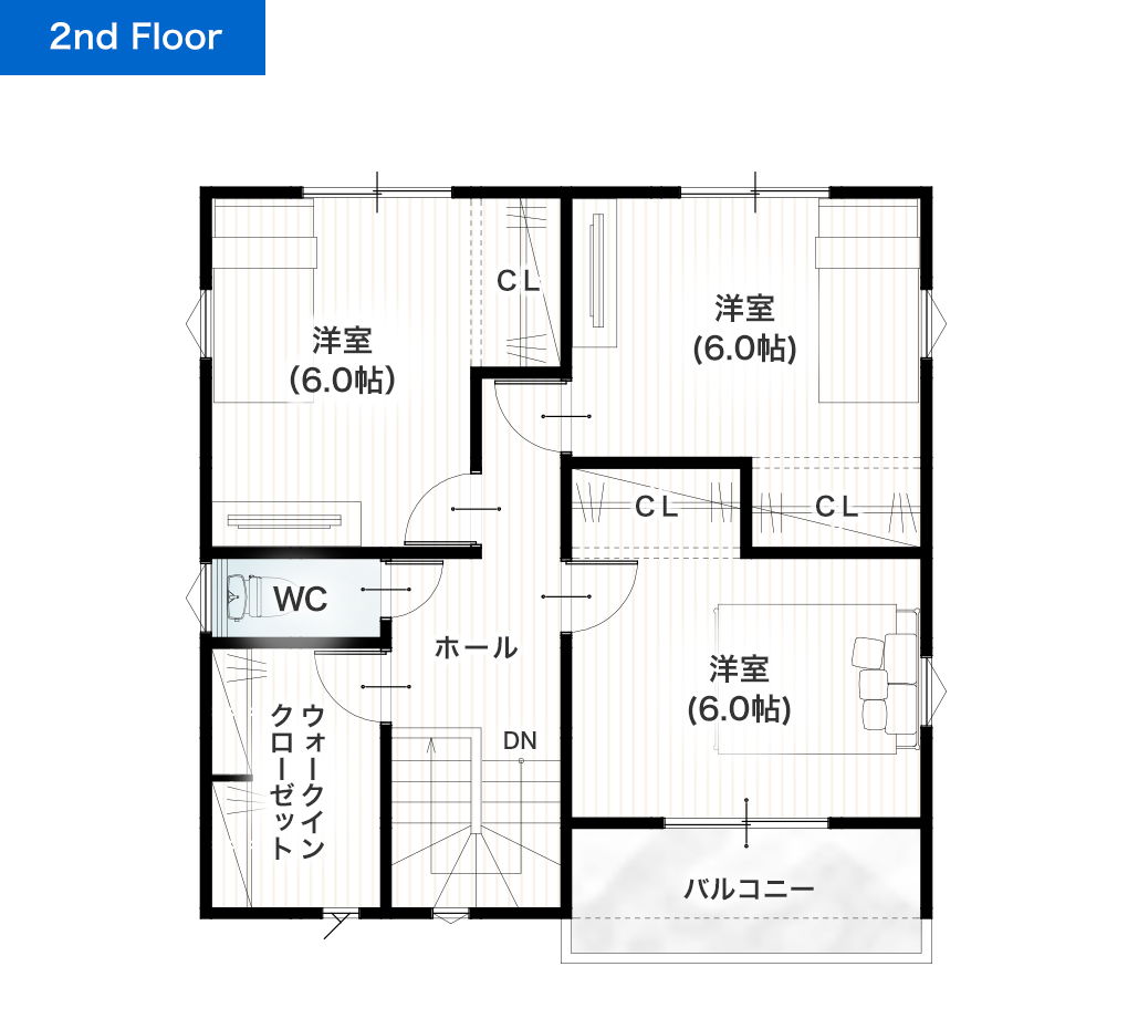 熊本市東区花立6丁目2期 30坪 4SLDK 建売・一戸建ての新築物件 2階間取り図