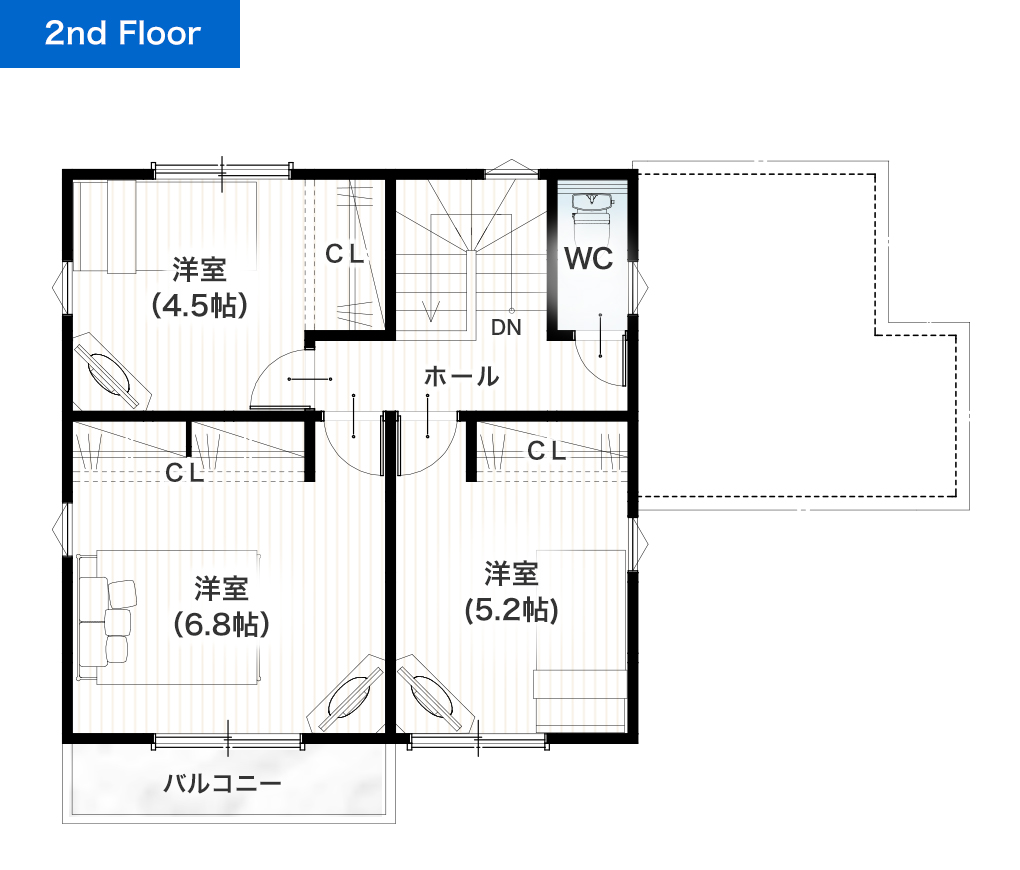 熊本市東区東野2丁目2期B 建売・一戸建ての新築物件 2階間取り図