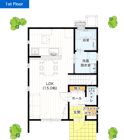 熊本市中央区出水7丁目A 建売一戸建て 1階間取り図