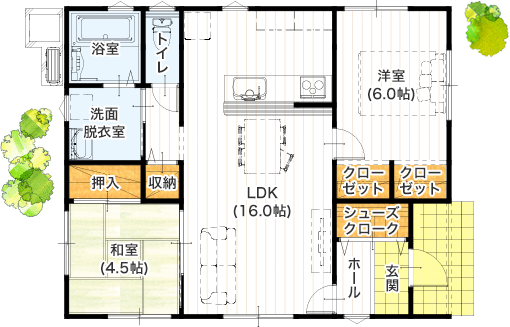平屋住宅 19坪 2ldk 新築プラン 価格と間取り アイパッソの家 熊本の建売住宅メーカー サンタ不動産