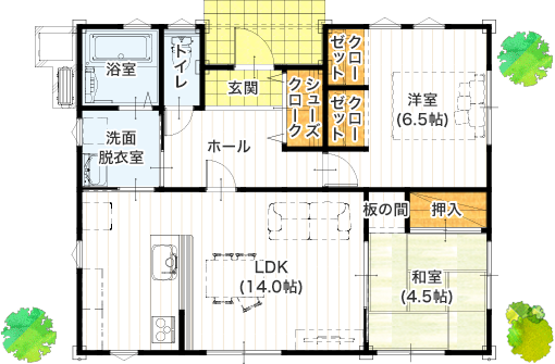 平屋住宅 19坪 2ldk 新築プラン 価格と間取り アイパッソの家 熊本の建売住宅メーカー サンタ不動産