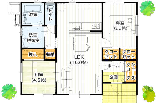 平屋住宅 19坪 2ldk 新築プラン 価格と間取り アイパッソの家 熊本の建売住宅メーカー サンタ不動産