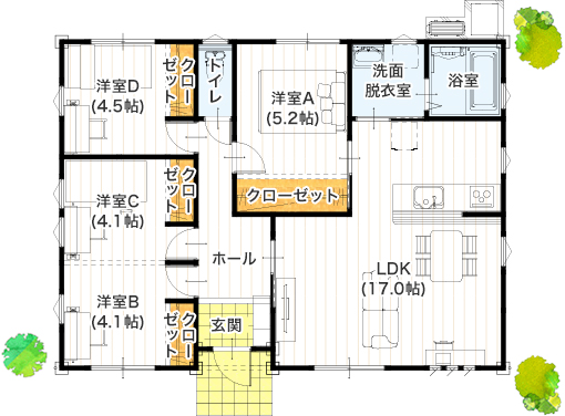 平屋住宅 24坪 3ldk 新築プラン 価格と間取り アイパッソの家 熊本の建売住宅メーカー サンタ不動産