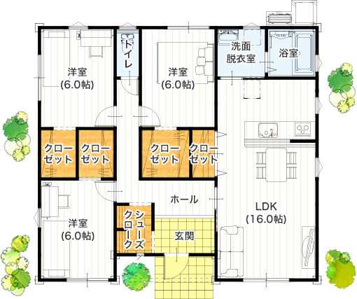 平屋住宅 26坪 3ldk B 新築プラン 価格と間取り アイパッソの家 熊本の建売住宅メーカー サンタ不動産