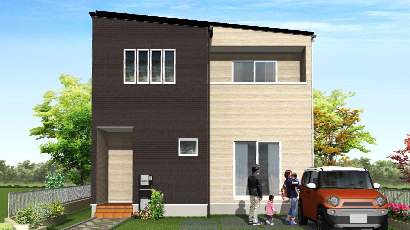 二階建て 32坪 4LDK 新築 間取りプラン パースイメージ