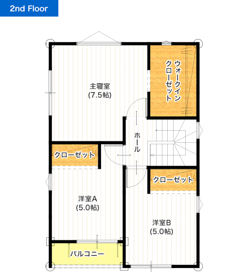 26坪 3LDK 新築プラン 2F間取り図