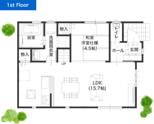 上益城郡益城町砥川3期A 25坪 4LDK 建売・一戸建ての新築物件 1階間取り図