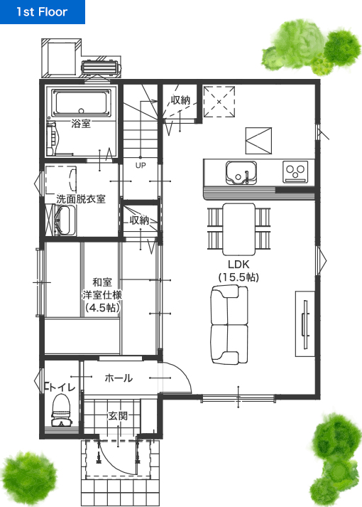 熊本市東区南町A 28坪 4SLDK 建売・一戸建ての新築物件 1階間取り図