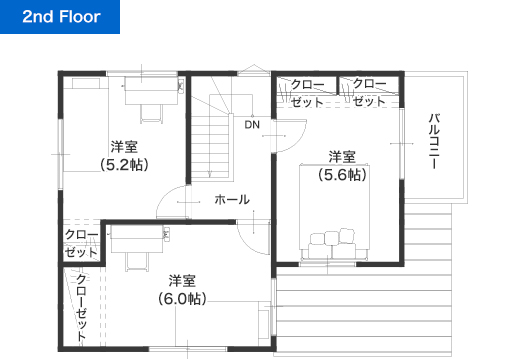 上益城郡益城町砥川3期A 25坪 4LDK 建売・一戸建ての新築物件 2階間取り図