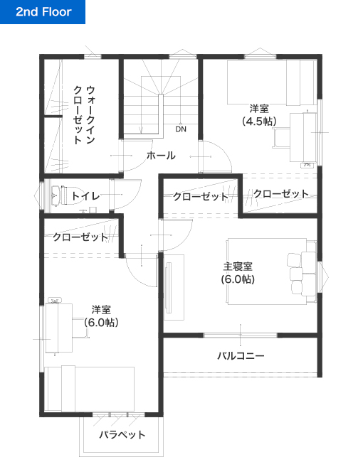 熊本市東区小山1丁目A 28坪 4SLDK 建売・一戸建ての新築物件 2階間取り図