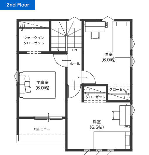 熊本市東区南町B 25坪 3LDK 建売・一戸建ての新築物件 2階間取り図