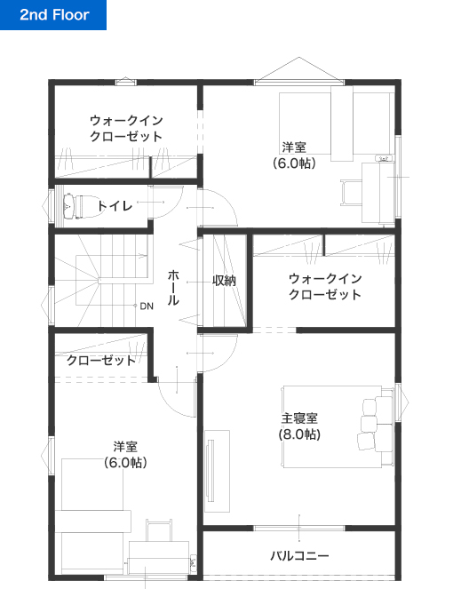 熊本市東区小山1丁目C 33坪 4LDK 建売・一戸建ての新築物件 2階間取り図
