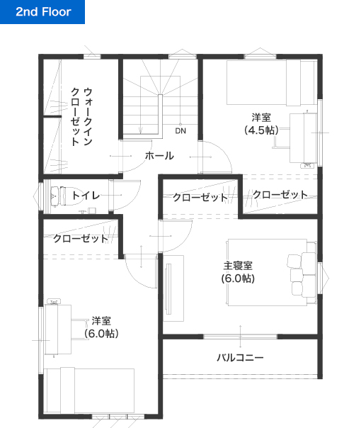 熊本市東区小山1丁目D 28坪 4SLDK 建売・一戸建ての新築物件 2階間取り図