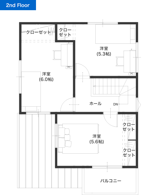 合志市須屋9期B 25坪 4LDK 建売・一戸建ての新築物件 2階間取り図