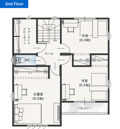 熊本市東区花立5丁目A 32坪 4SLDK 建売・一戸建ての新築物件 2階間取り図