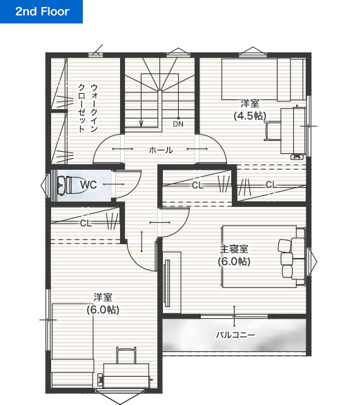 熊本市東区花立5丁目B 28坪 4SLDK 建売・一戸建ての新築物件 2階間取り図