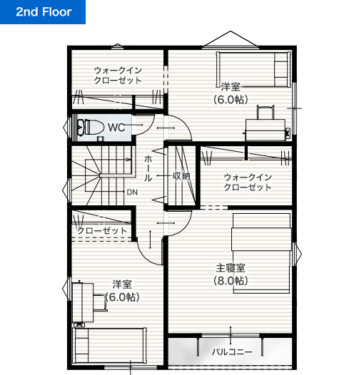 上益城郡御船町木倉B 33坪 4LDK 建売・一戸建ての新築物件 2階間取り図