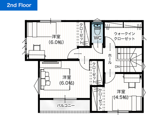 上益城郡御船町木倉C 28坪 4SLDK 建売・一戸建ての新築物件 2階間取り図