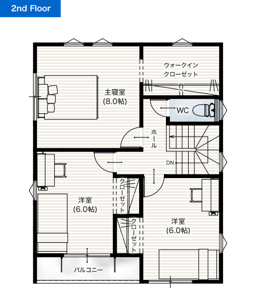 熊本市北区清水岩倉1丁目E 29坪 4LDK 建売・一戸建ての新築物件 2階間取り図