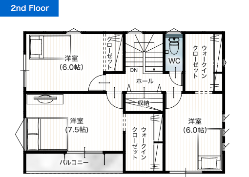 上益城郡御船町滝川2期A 33坪 4LDK 建売・一戸建ての新築物件 2階間取り図