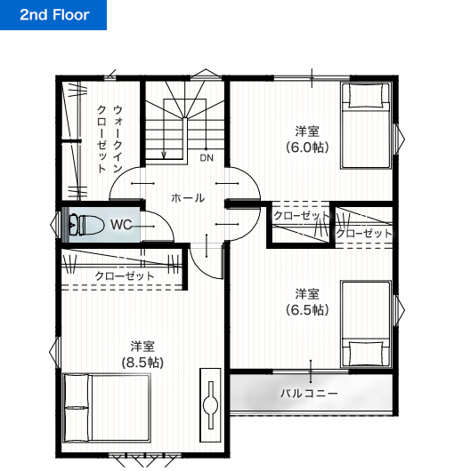 上益城郡御船町滝川2期B 32坪 4SLDK 建売・一戸建ての新築物件 2階間取り図