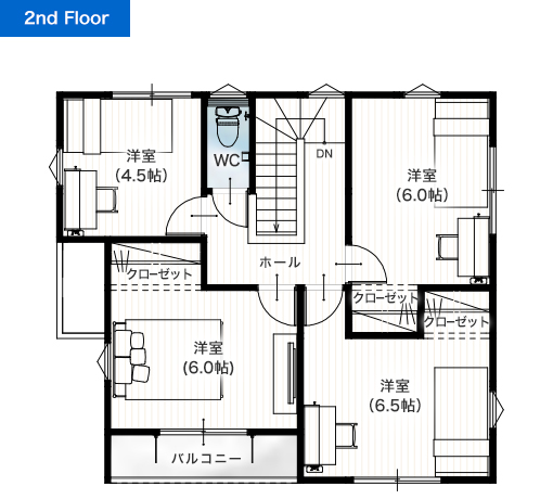 上益城郡御船町滝川2期C 32坪 5LDK 建売・一戸建ての新築物件 2階間取り図