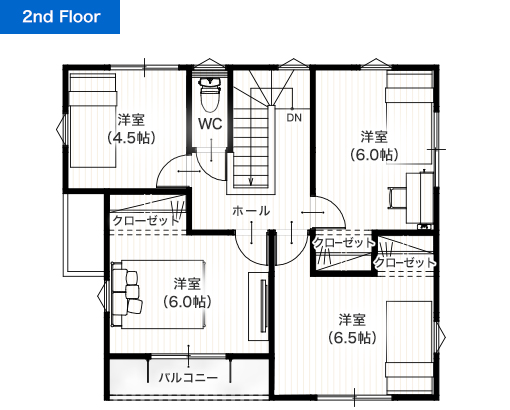 熊本市西区城山大塘2丁目E 建売モデルハウス 2階間取り図