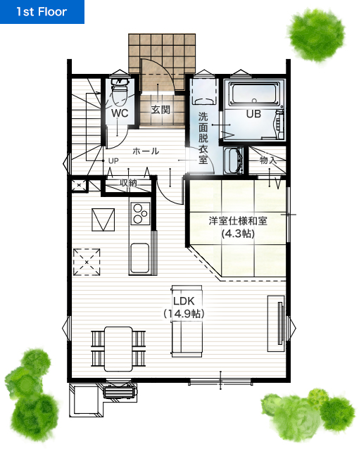 菊池郡菊陽町津久礼3期B 26坪 4LDK 建売・一戸建ての新築物件 1階間取り図