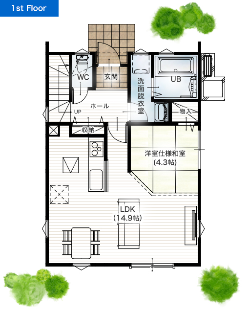 熊本市西区新土河原2期B 26坪 4LDK 建売・一戸建ての新築物件 1階間取り図