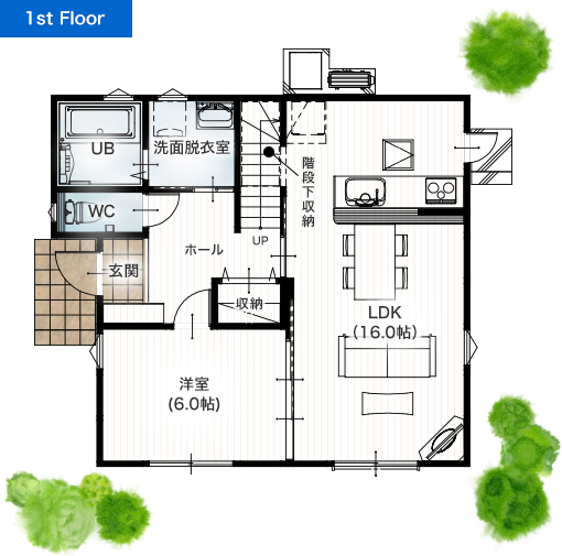 熊本市北区四方寄3期E 32坪 5LDK 建売・一戸建ての新築物件 1階間取り図
