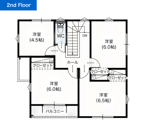 宇土市岩古曽 32坪 5LDK 建売・一戸建ての新築物件 2階間取り図