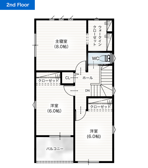 熊本市中央区壺川1丁目 31坪 4LDK 建売・一戸建ての新築物件 2階間取り図