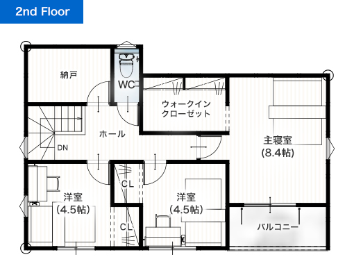 上益城郡御船町木倉4号地 31坪 4SLDK 建売・一戸建ての新築物件 2階間取り図