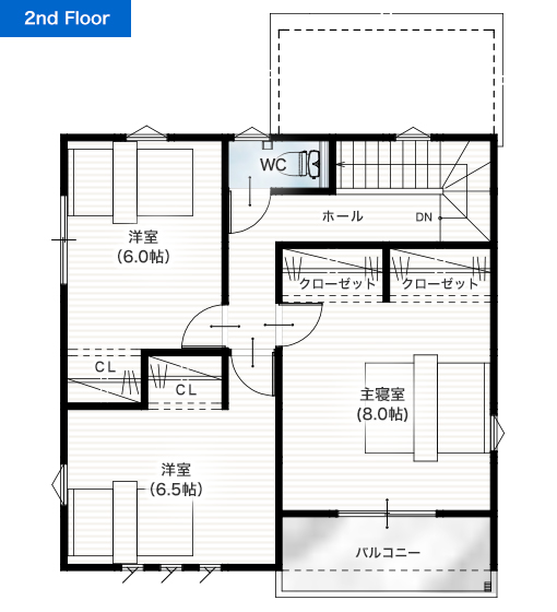 上益城郡御船町木倉5号地 32坪 4LDK 建売・一戸建ての新築物件 2階間取り図