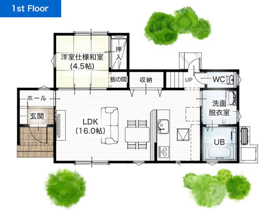 上益城郡御船町木倉6号地 29坪 4LDK 建売・一戸建ての新築物件 1階間取り図