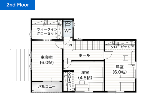 上益城郡御船町木倉6号地 29坪 4LDK 建売・一戸建ての新築物件 2階間取り図