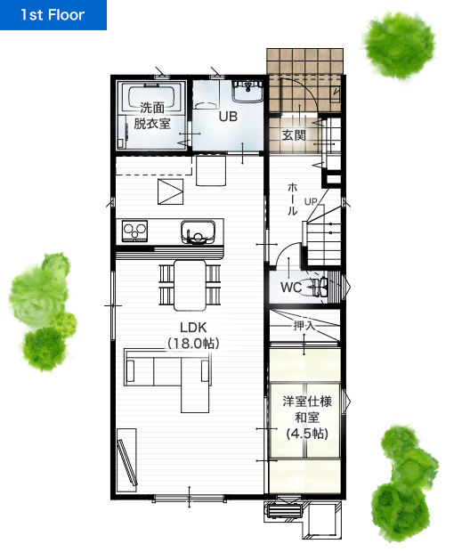 上益城郡益城町安永3期1号地 31坪 4LDK 建売・一戸建ての新築物件 1階間取り図