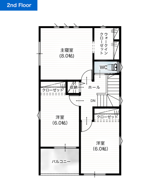 上益城郡益城町安永3期1号地 31坪 4LDK 建売・一戸建ての新築物件 2階間取り図