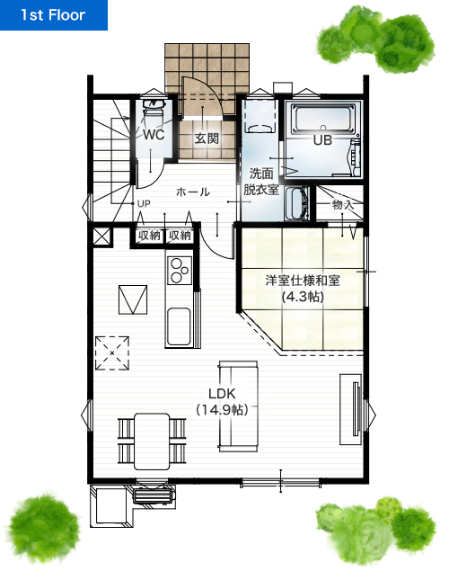 上益城郡益城町安永3期2号地 26坪 4LDK 建売・一戸建ての新築物件 1階間取り図