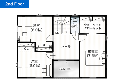 熊本市東区花立6丁目9号地 32坪 4LDK 建売・一戸建ての新築物件 2階間取り図