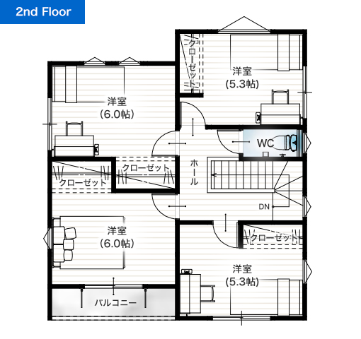 熊本市東区花立6丁目10号地 32坪 4SLDK 建売・一戸建ての新築物件 2階間取り図