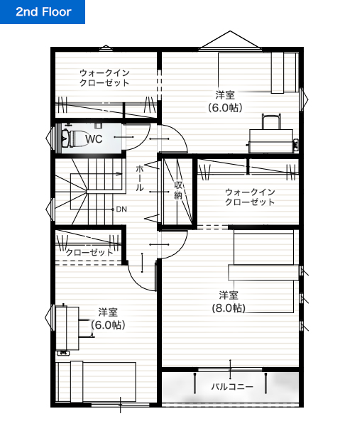 熊本市東区花立6丁目11号地 33坪 4LDK 建売・一戸建ての新築物件 2階間取り図